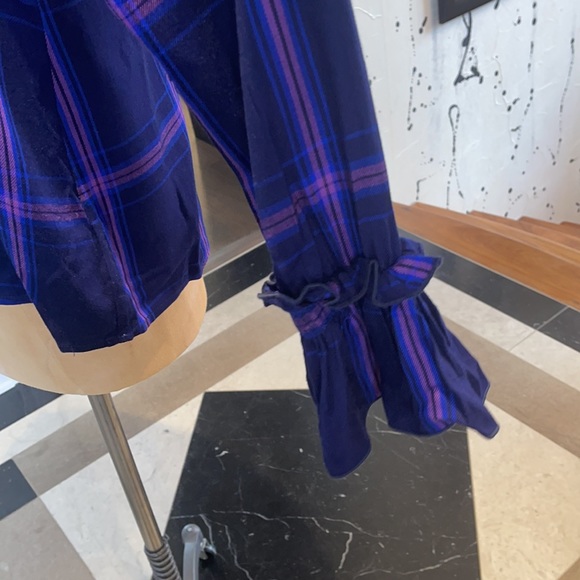 Sanctuary purple/blue plaid blouse size m - Picture 2 of 4
